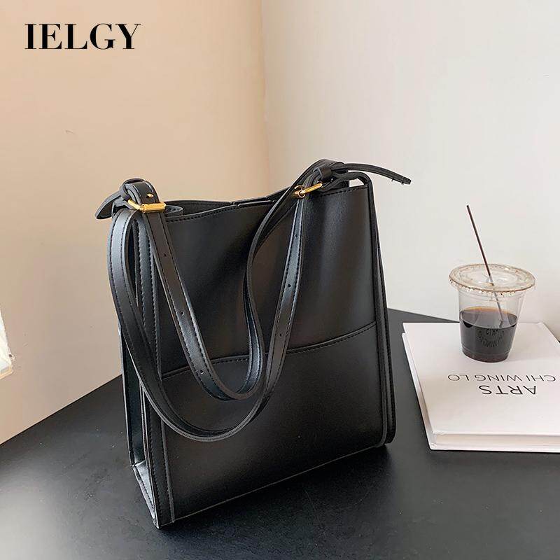 IELGY simple large-capacity bag female wild high-end sense shoulder bag portable bucket bag