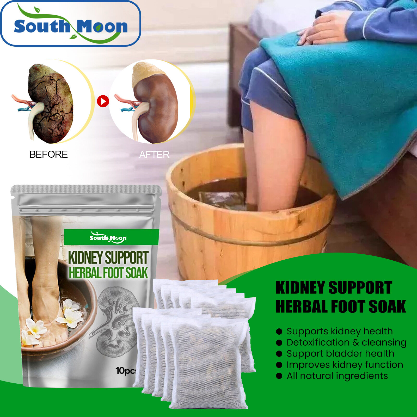 South Moon Kidney Support Herbal Foot Soak Bag Ginger Foot Soak Bath ...