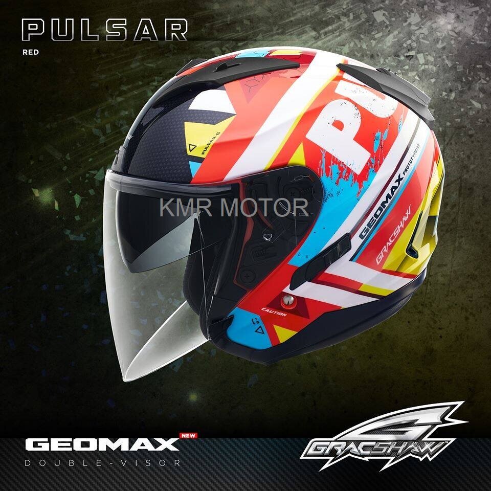 100% Original Gracshaw G555 Geomax Double Visor QUICKSTER BLUE