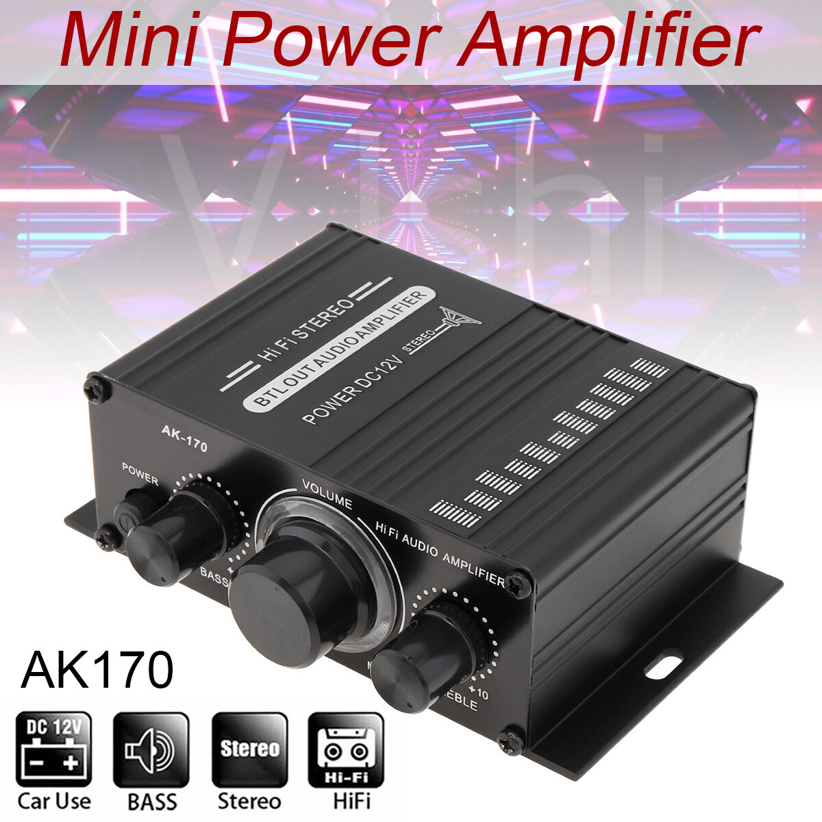 Bộ khuếch đại công suất 2 kênh ak170, bộ khuếch đại âm thanh karaoke tại nhà bộ khuếch đại bluetooth class d, usb/sd