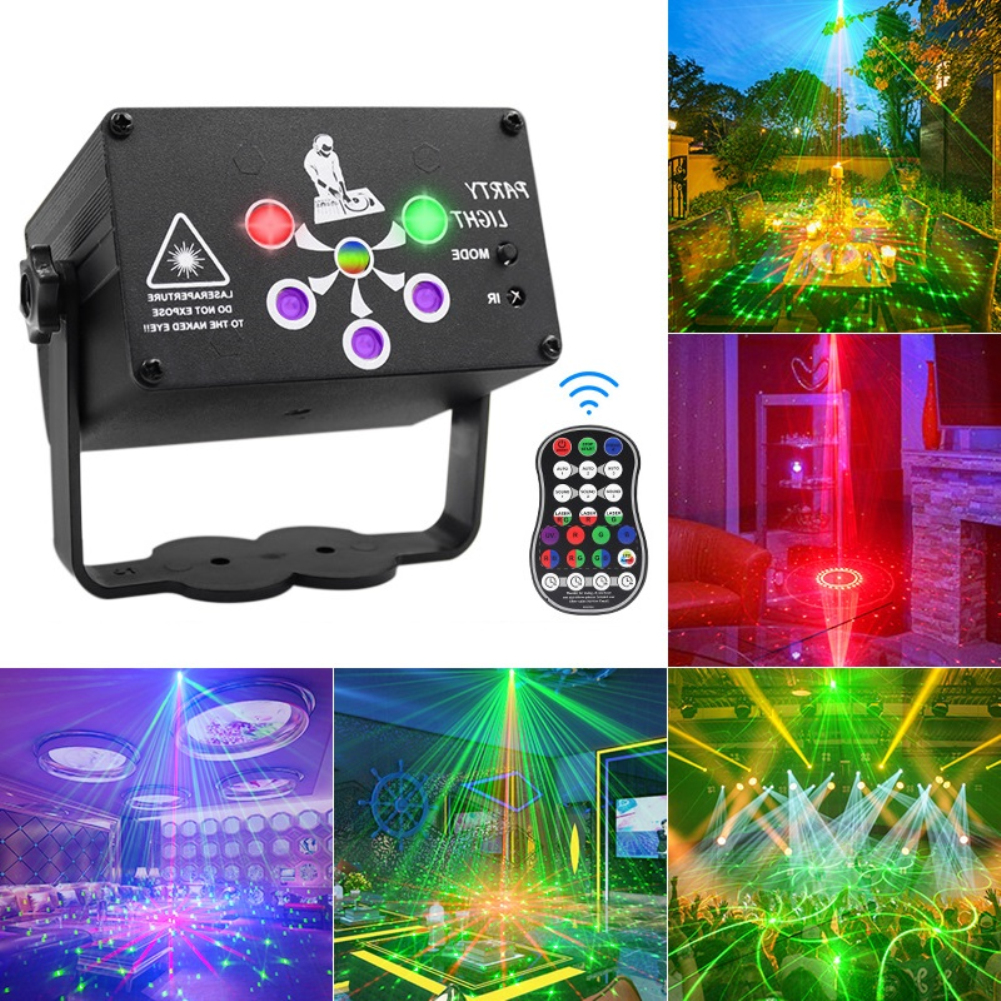 Laser Lights,Stage Lights,Party Lights DJ Disco Sound Activated RGB Led Projector with Remote Control for Christmas Halloween Decorations Gift Birthday Wedding Party