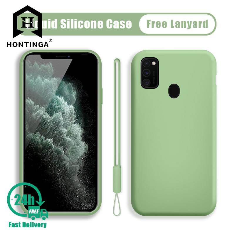 Hontinga Casing For Samsung Galaxy M30S M21 Case Original Liquid Silicone Case Soft Slim Cover Cases Coque Funda Shockproof Casing Back Cover