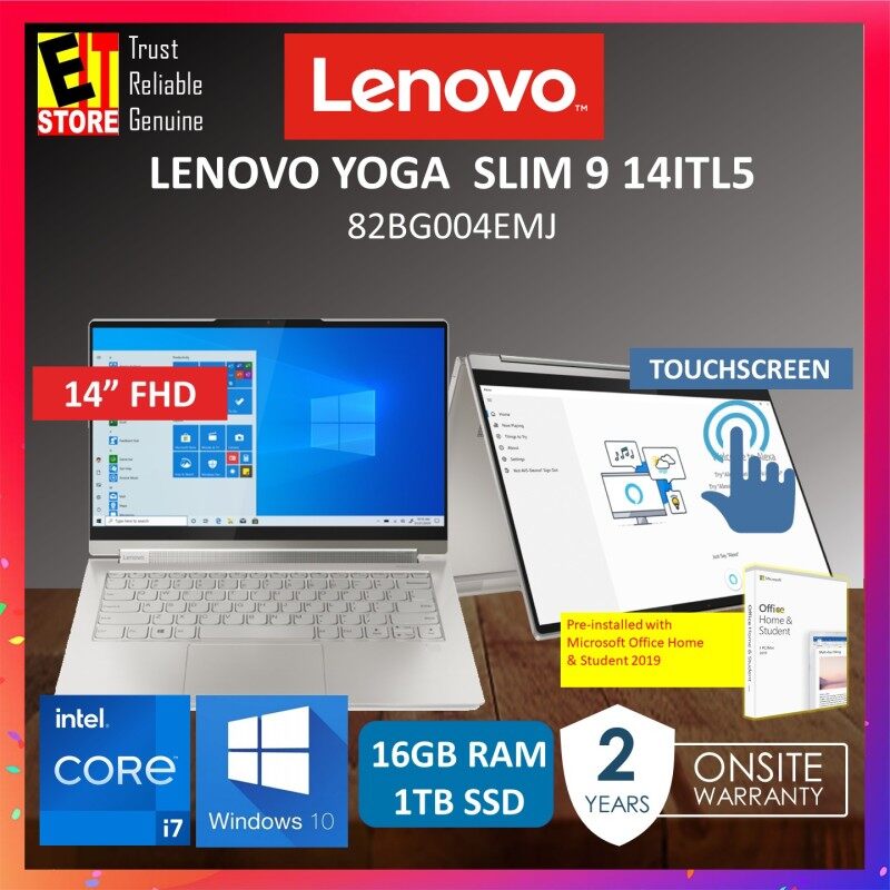 LENOVO YOGA SLIM 9 14ITL5 82BG004EMJ LAPTOP -MICA (i7-1185G7/16GB/1TB SSD/14 FHD/W10/2YRS) WITH MS.OFFICE Malaysia