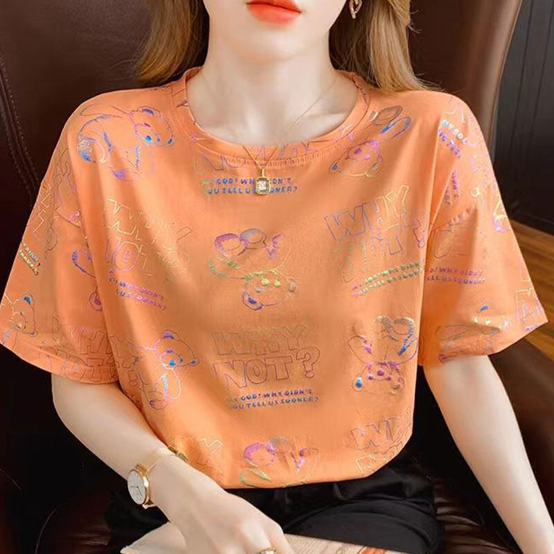 NICK T-shirt For Woemn Áo Phong Cách Hàn Quốc Áo Thun Nữ Tay Ngắn Dáng Rộng Vải Cotton