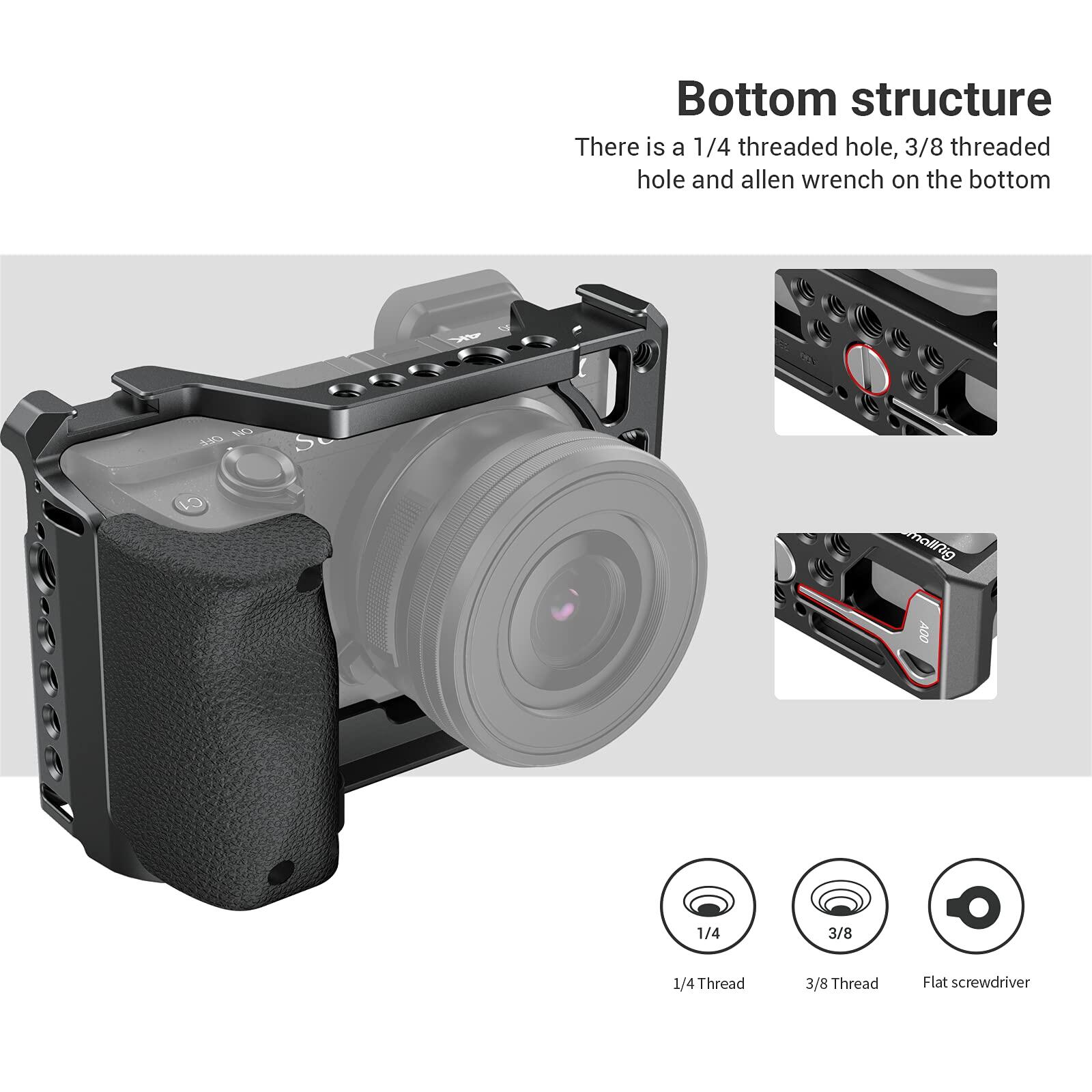 SmallRig Khung máy ảnh A6400 có tay cầm bằng silicon cho Sony A6100 / A6300 / A6400 3164