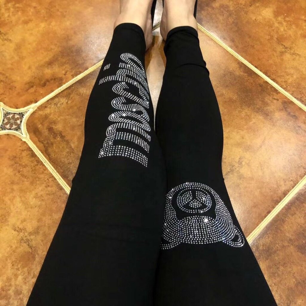 Fashion Legging Pants Women Sequin Legging Pants Casual Thin Black Slim Pencil Pants