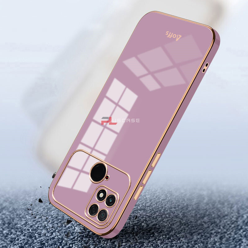 PlusCase for Xiaomi Poco C40 6D Plating Soft Case Lens Protector Square Frame Silicone Glossy Shockproof Phone Back Cover