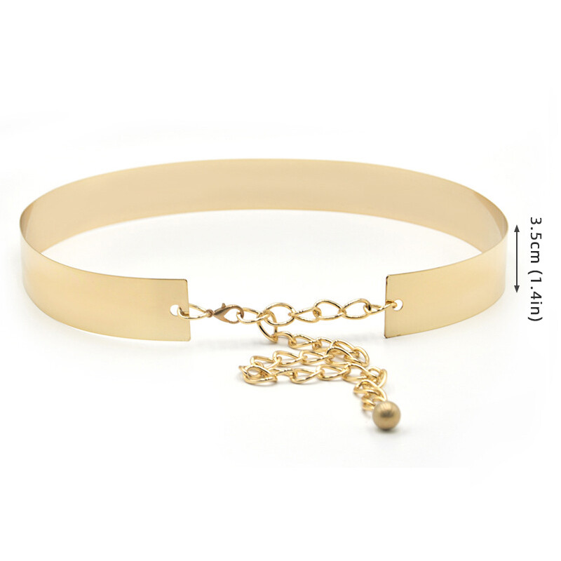 Fashion Adjustable Hollow Flower Carved Women Metal Chain Belts Retro Gold Silver Color Dress Banquet Waistbands Simple Wide Girdle