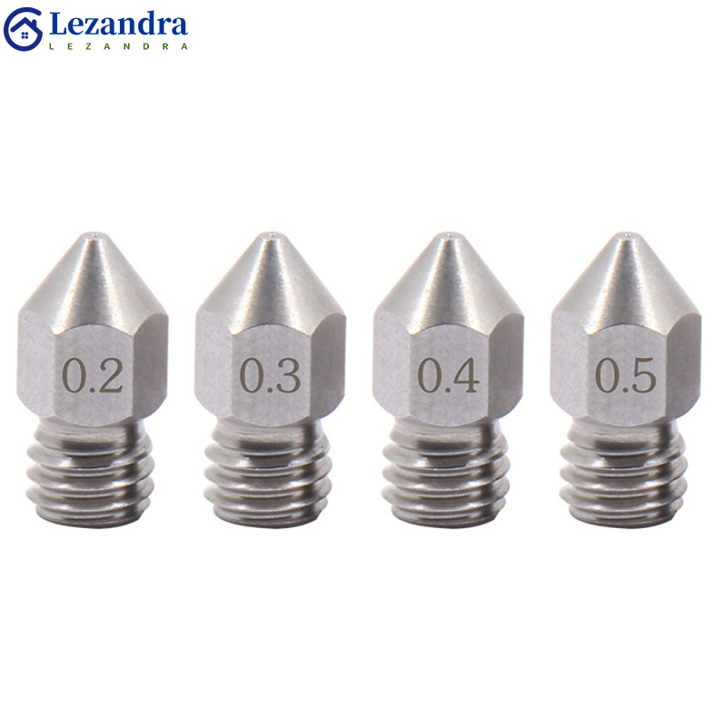 Lezandralezandram6 stainless steel thread nozzle 0.2/0.3/0.4/0.5/0.6/0.8/1.0mm extruder hotend nozzle 3d printer accessories
