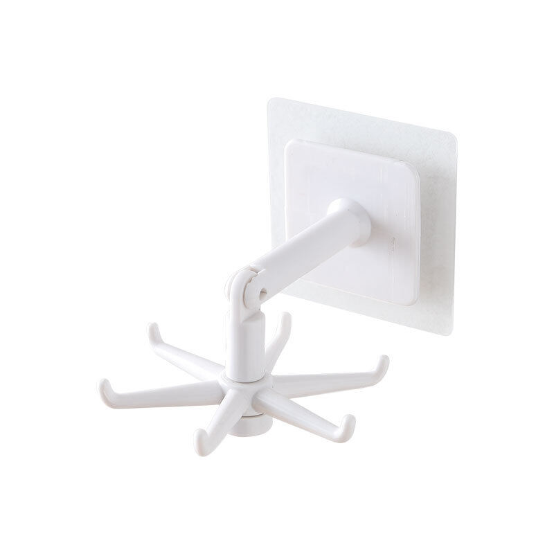 【Lightingeverthing】 Móc Đựng Đồ Xoay Tự Dính 6 Chấu Tiện Ích Nhà Bếp Phụ Kiện, Móc Treo Tường Phòng Tắm Móc Áo Xoay 360 ° Phổ Móc
