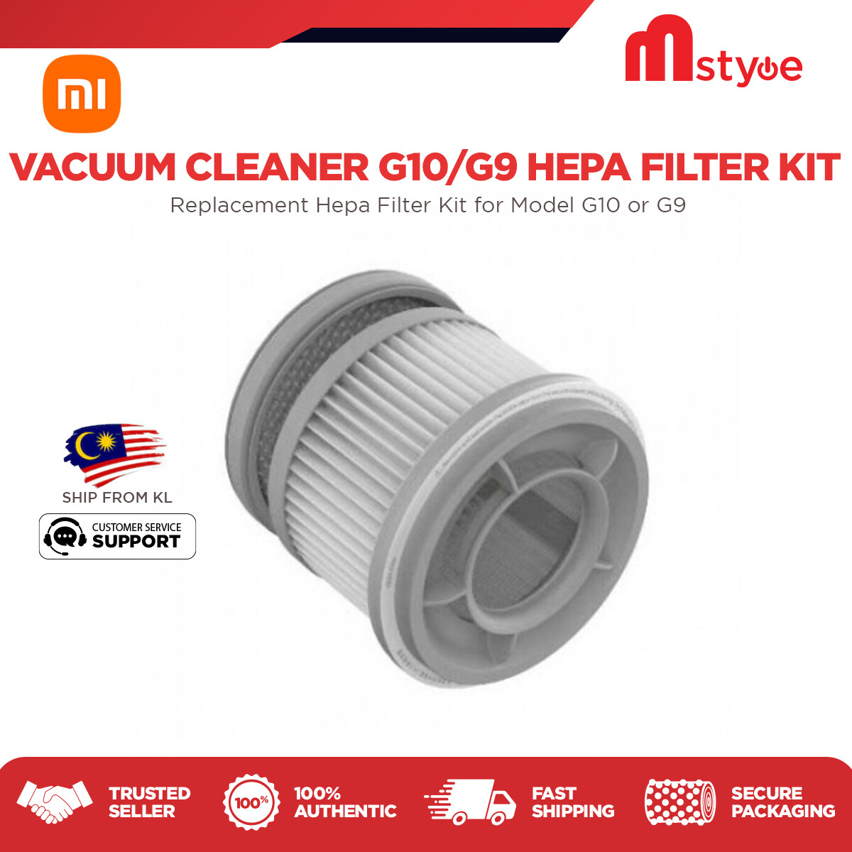 Xiaomi Handheld Vacuum Cleaner G10/G9 HEPA Filter Kit ( Replacement