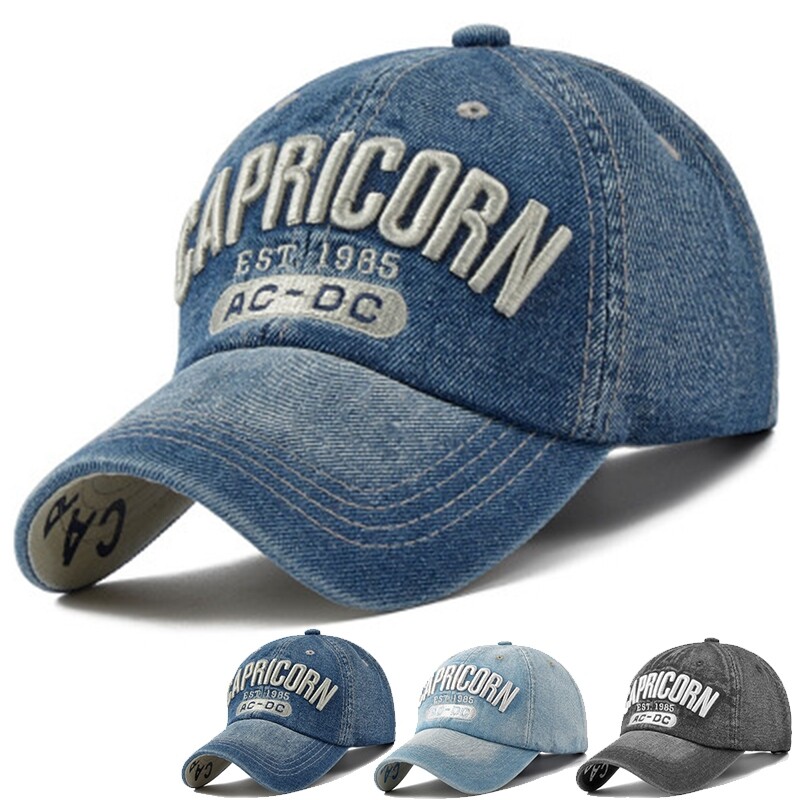 Unisex Plain Cotton Washable and Denim Baseball Cap Adjustable Dad Hat Trucker Hat