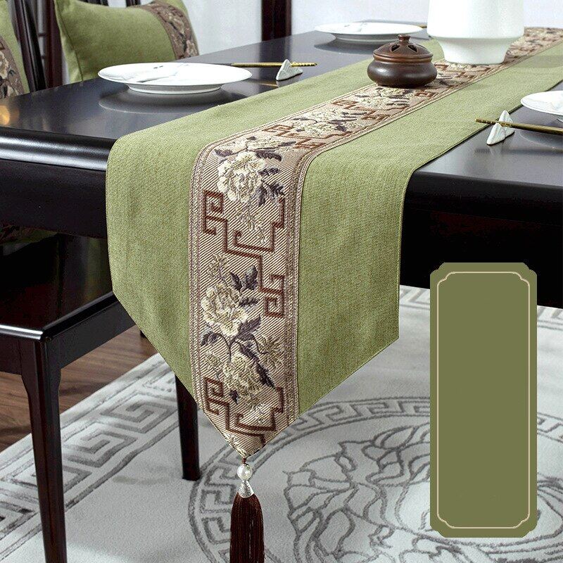 Chinese Style Table Runner Luxury Cotton Linen Jacquard Table Runners Decorative Bed Runner Table Flag Living Room Hotel Tea Tablecloth Hotel Bed Flag