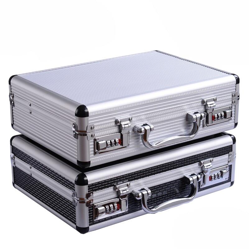 Portable password toolbox multi-ftion Suitcase storage case aluminum alloy Safety instrument equipment case with sponge