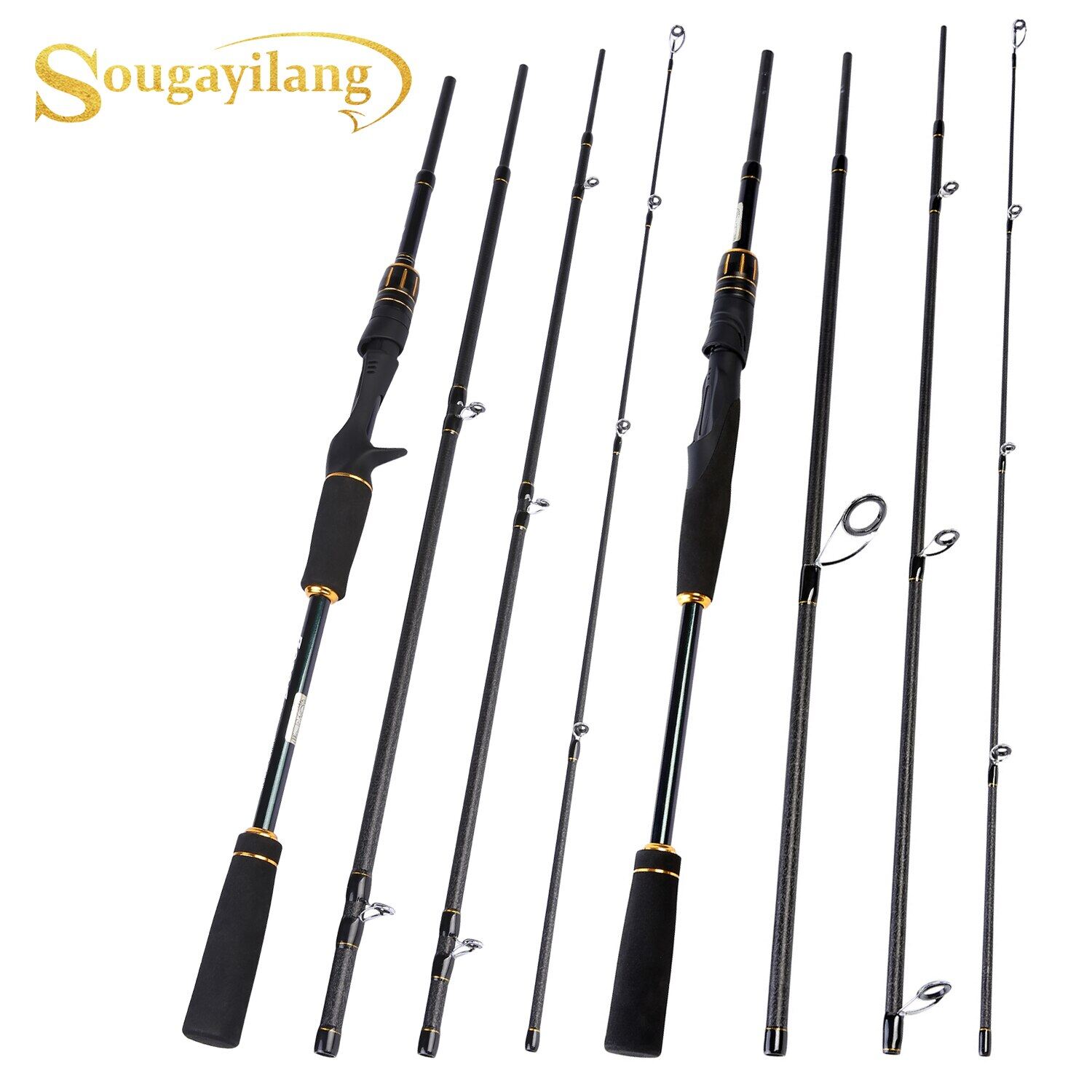 Sougayilang 4 Section Portable Lure Fishing Rod 2.1M 2.4M Carbon Rod Casting/Spinning Travel Rod Carp Fishing Tackle