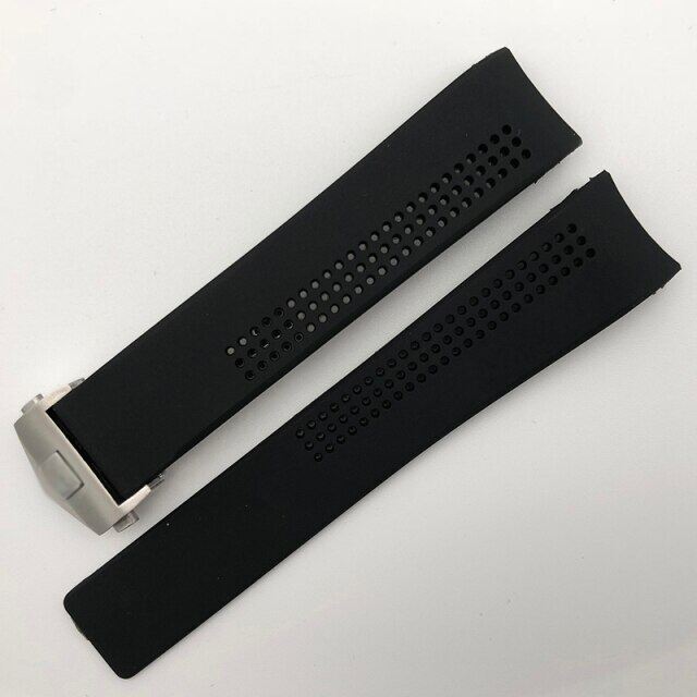 20mm 22mm Rubber Watchbands For TAG HEUER CARRERA Deployant Metal Clasp Strap Watch Accessories Silicone Watch Band Watch Bracelet Chain
