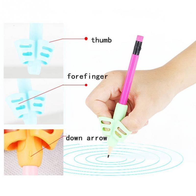 3Pcs Children Writing Pencil Pan Holder Kids Learning Practise Silicone Pen Aid Grip Posture Correction Device for Students