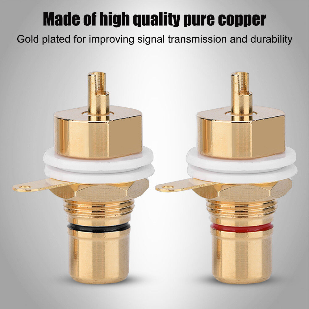 2 Cái Mạ Vàng Đồng Bảng Điều Khiển RCA Gắn Nữ Jack Terminal Ổ Cắm Kết Nối Âm Thanh