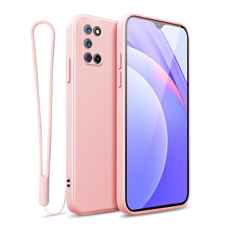 YBD case For OPPO A52 A92 Accurate camera hole protection Casing ,Thin Soft Liquid Silicone Cover Candy Color Cases with free phone Lanyard