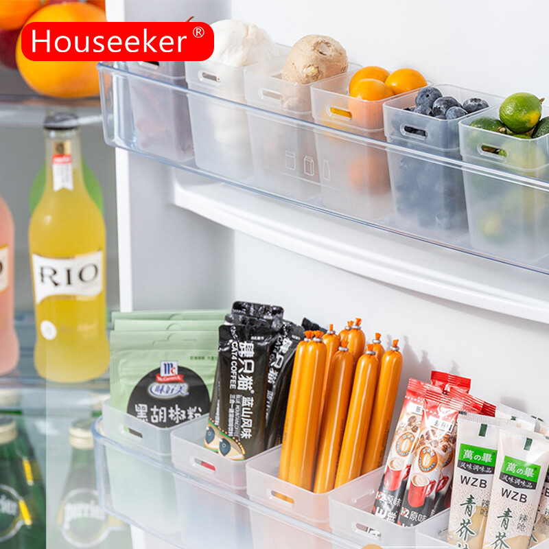 HOUSEEKER Set 2 hộp đựng đồ gia vị gắn nhanh chất liệu PP trong suốt giữ gọn gàng cho tủ lạnh-INTL