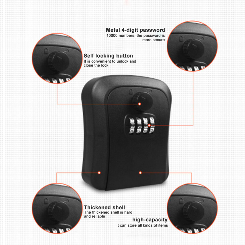 Smart Code Password Key Lock Box Storage Key Wall Mounted Key Safe Box Waterproof Outdoor Keybox 4 Digits Passwords