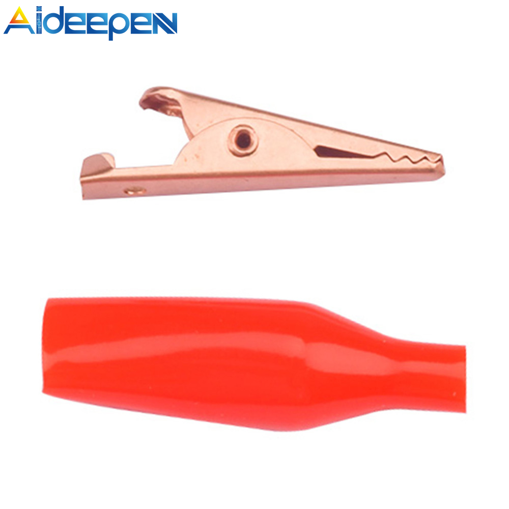 Aideepen 10A Alligator Medium Pure Copper Alligator Clamp with Protective Plastic Boot Red and Black Copper Test Clamp Wire Clip