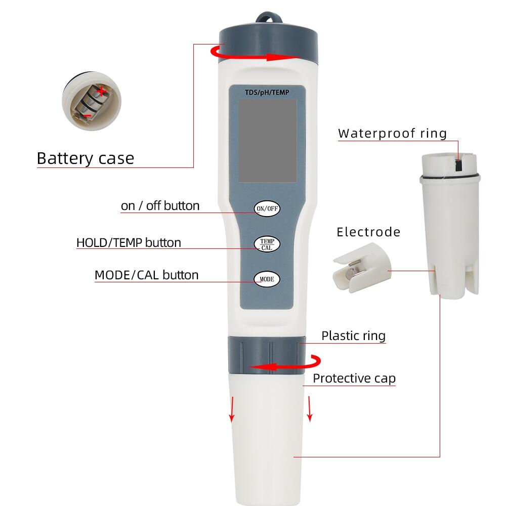 PC-101 PH Meter ORP Chlorine Meters TDS Salinity Testers EC Temp ...