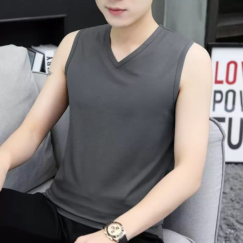 Hanlu Vest men's summer v-neck t-shirt thin sleeveless waistcoat sports sleeveless t-shirt trend sports wear casual tops