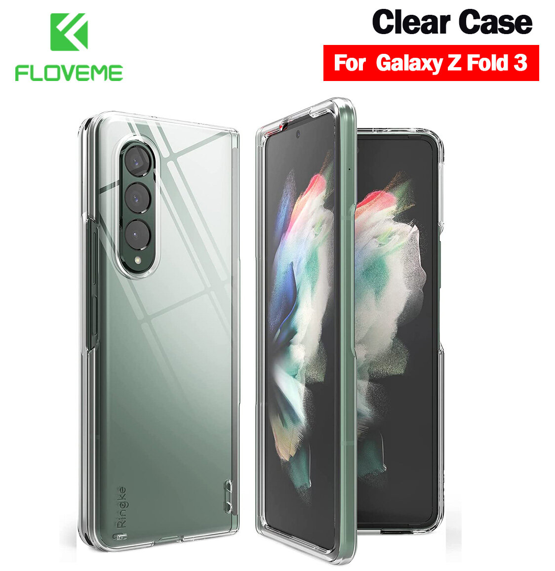 Floveme for Samsung Galaxy Z Fold 3 Case Ultra Slim Transparent Clear TPU Bumper Case for Galaxy Z Fold 3 5G Cases
