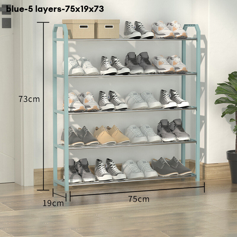 Simple shoe rack dustproof storage shoe cabinet multi-layer assembly home door shoe rack dormitory stainless steel shelf