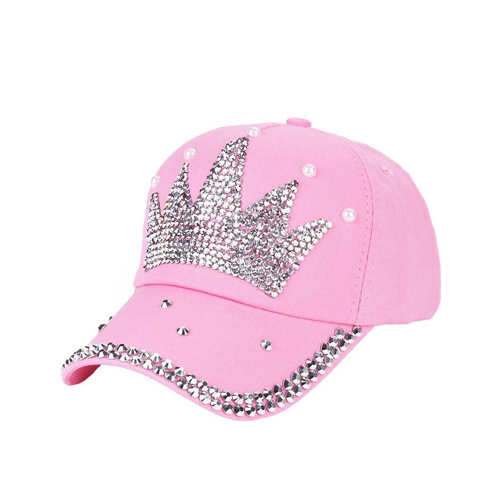 Sanwood® Fashion Women Crown Faux Pearl Rhinestone Baseball Cap Snapback Outdoor Sun Hat