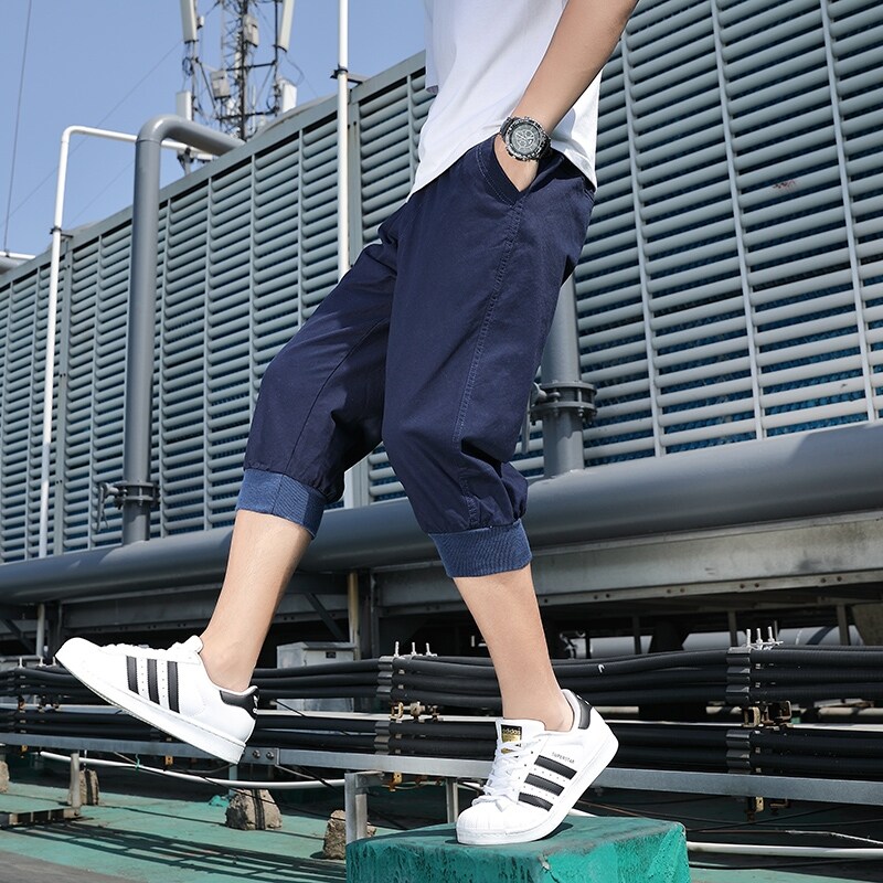 Men's shorts are worn outside the 2022 summer thin fashion loose casual fashion brand versatile cotton 7-point medium pants