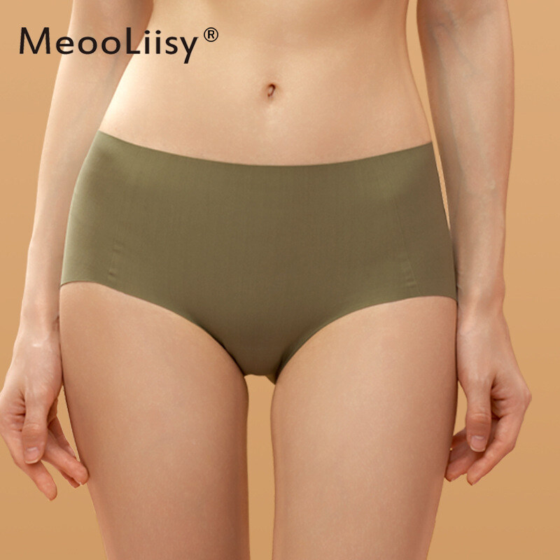 MeooLiisy Ice Silk Seamless Panties for Women Mid -Waist Large