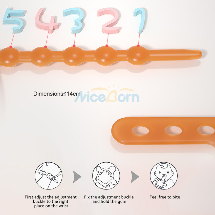 NiceBorn Baby Silicone Teethers  Wristband Teether Newborn Chewing Bite Pacifiers Teethers Smoother Teether Baby Toy BPA Free Toddlers Infant Soother Mini Cute Baby Adjustable Chew Teething Toys for Soothing Sore 3-12 Months Babies