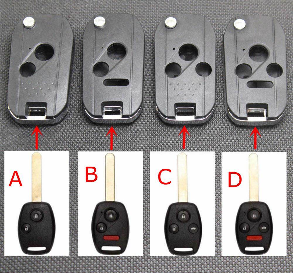 For Honda Accord Crv Pilot Civic 2003 2007 2008 2009 2010 2011 2012 2013 Modified& Replace Key Shell Case With Logo
