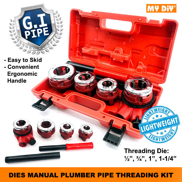 MYDIY Online2U Dies Manual Plumber Pipe Threading Kit ½”, ¾”, 1”, 11