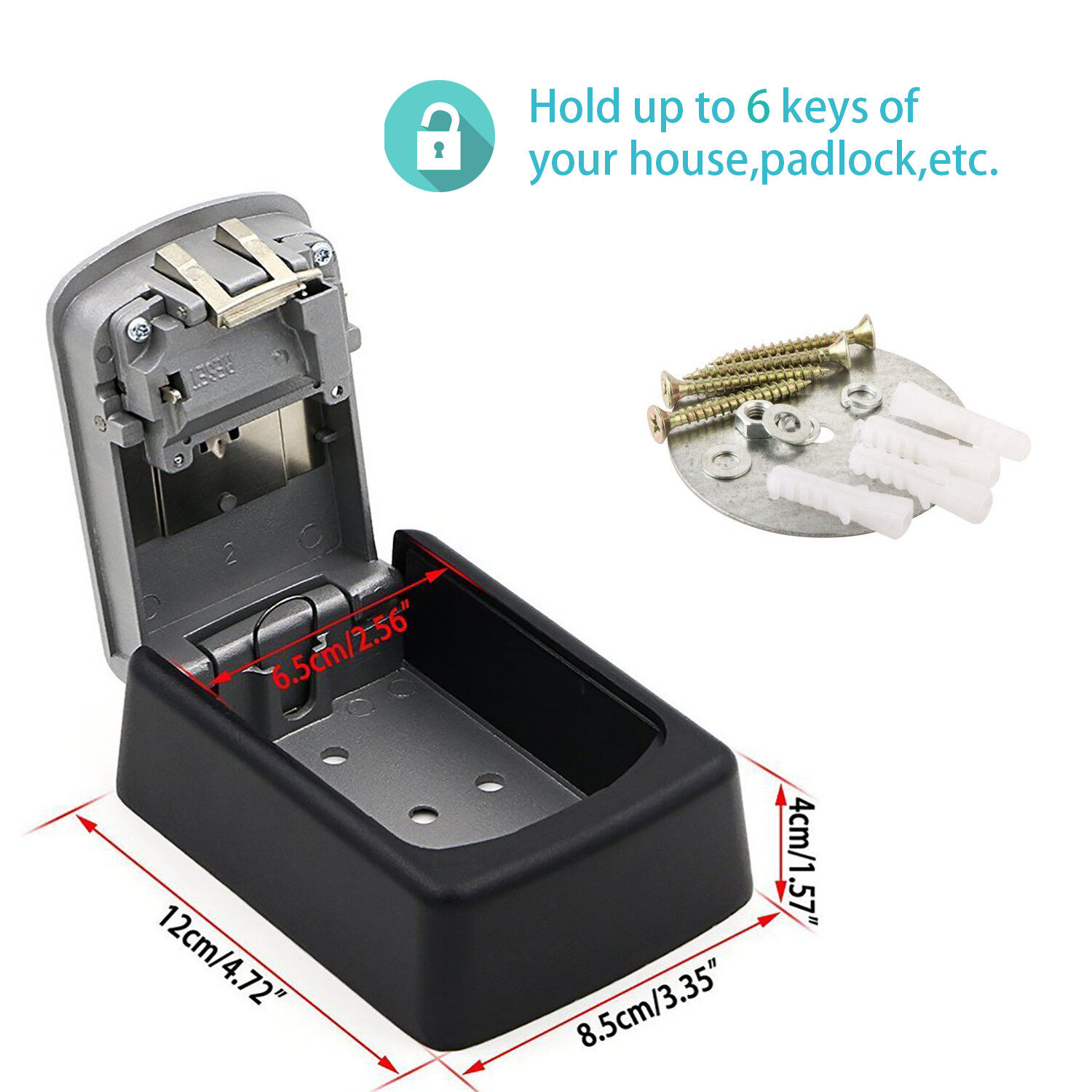 KIPRUN Key Lock Box, 4 Digit Combination Key Storage Lock Box, Wall Mounted Key Safe Box, 5 Keys Capacity Weatherproof for Indoor Outdoor