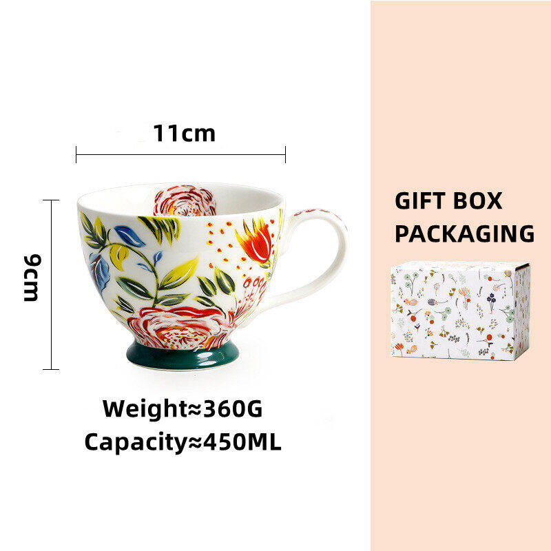 OMK American hand-painted ceramic 450ML breakfast cup mug coffee