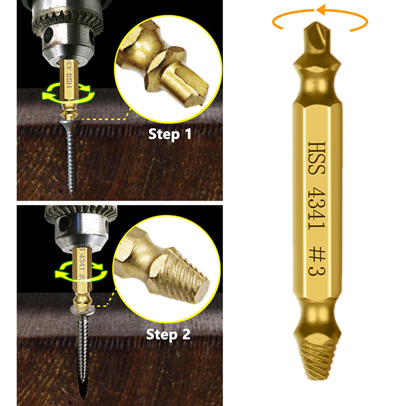 KIPRUN 6 PCS Damaged Screw Extractor Drill Bit Set Stripped Easily Take Out Broken Screw Bolt Remover Extractor Demolition Tools