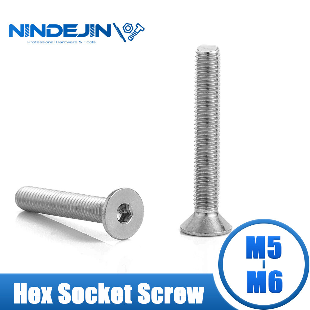 NINDEJIN Hexagon Hex Socket Screw 304 Stainless Steel Countersunk Bolt