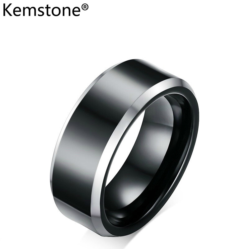 Kemstone Fashion 8MM Black Tungsten Rings for Men