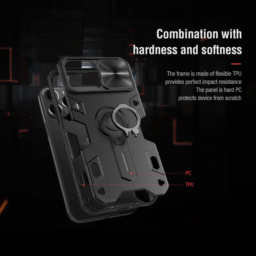 Nillkin Trượt Vỏ Bọc Ốp Lưng Cho iPhone 13 Pro Max Ốp Lưng Máy Ảnh Bảo Vệ Sự Riêng Tư Chống Sốc Đèn Vòng Có Chân Đế Và Giá Đỡ Điện Thoại Ốp Lưng