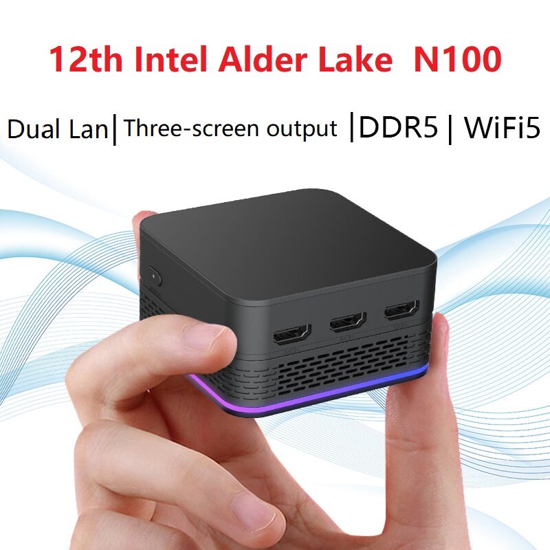 T9 Plus Mini PC Intel Alder Lake N100 16GB DDR5 256/512GB/1TB NVMe Windows  11 Ultra Small Pocket Computer Dual LAN Three HD
