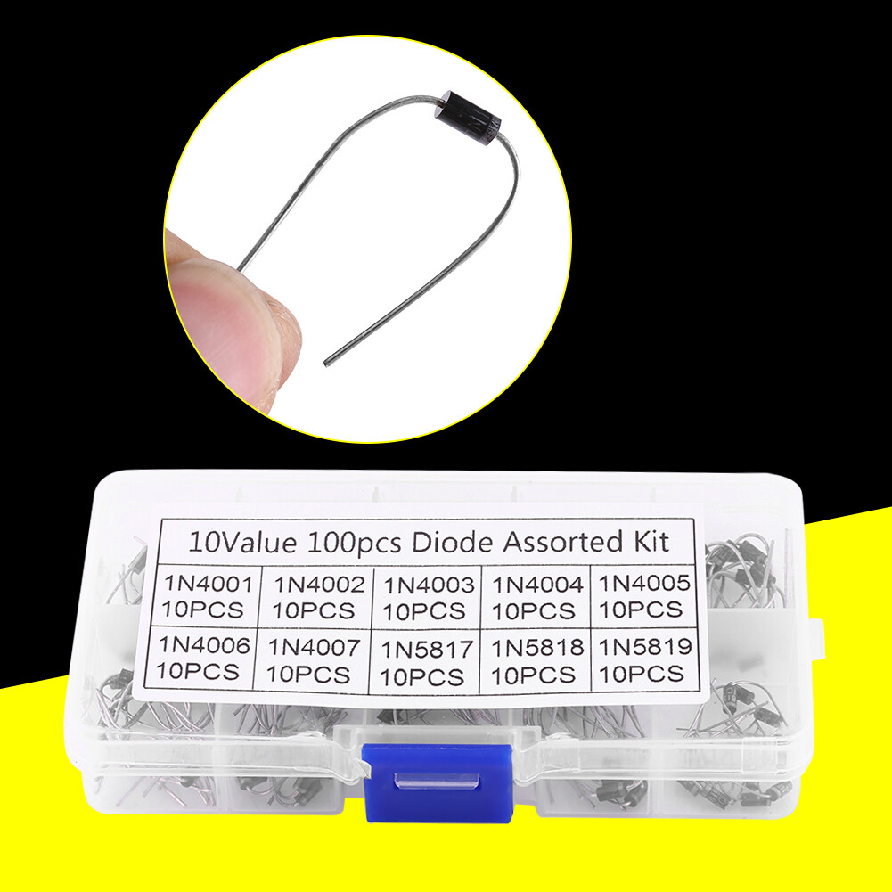 Zonejoy Bộ 100 Linh Kiện Điện Tử Diode Chỉnh Lưu 10 Giá Trị 1N4001 ~ 1N4007 1N5817 ~ 1N5819 Có Hộp