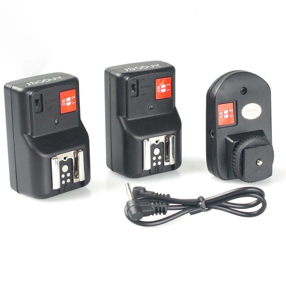 Andoer PT-04GY 4 Kênh Không Dây Từ Xa Speedlite Flash Trigger Phổ 1 Transmitter & 2 Receiver Cho Canon Nikon Pentax Olympus