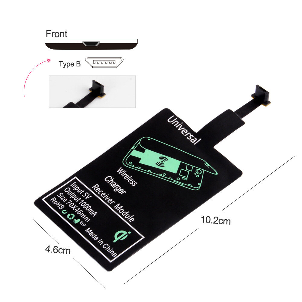 B3D1 Pad Adapter, Cho Android, Miếng Dán Cảm Ứng Type-C Bộ Thu Sạc Cuộn Sạc Không Dây Qi