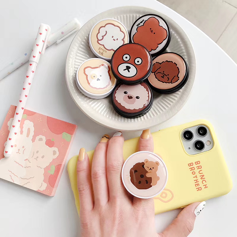 Zeallion Portable Cute Cartoon Silicone fixed Foldable Finger Phone Stand Holder Grip for iPhone Samsung Huawei Oppo Vivo Realme