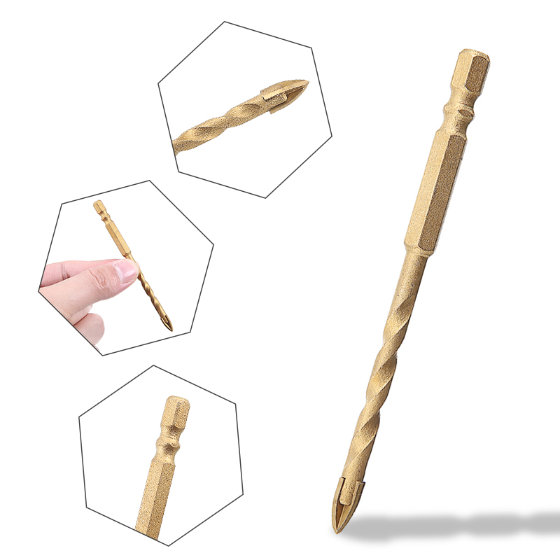 BOKALI 1PCS New Diamond Tipped Drill Bit Set Twist Drill Bits Tile Stone Tools Cross Head