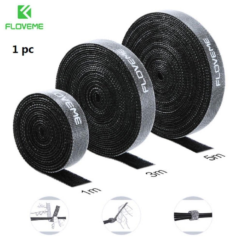 FLOVEME 5M 3M 1M Cable Organizer Wire Winder Mouse Ties Clip Protector Earphone Management Wire AUX Cord For iPhone 11 USB C Cable