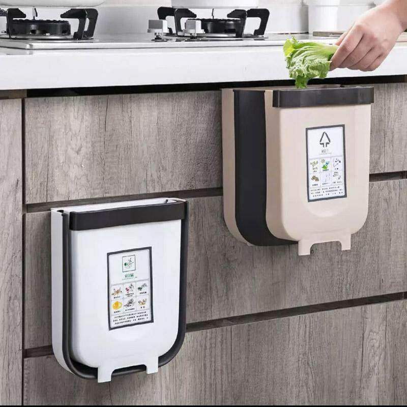1pcs Folding Waste Bin Kitchen Cabinet Door Hanging Trash Bin
